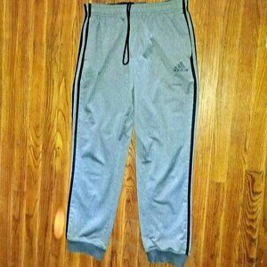 Adidas Women's Joggers Size Large Striped Cuffed Pants Elastic Drawstring Waist